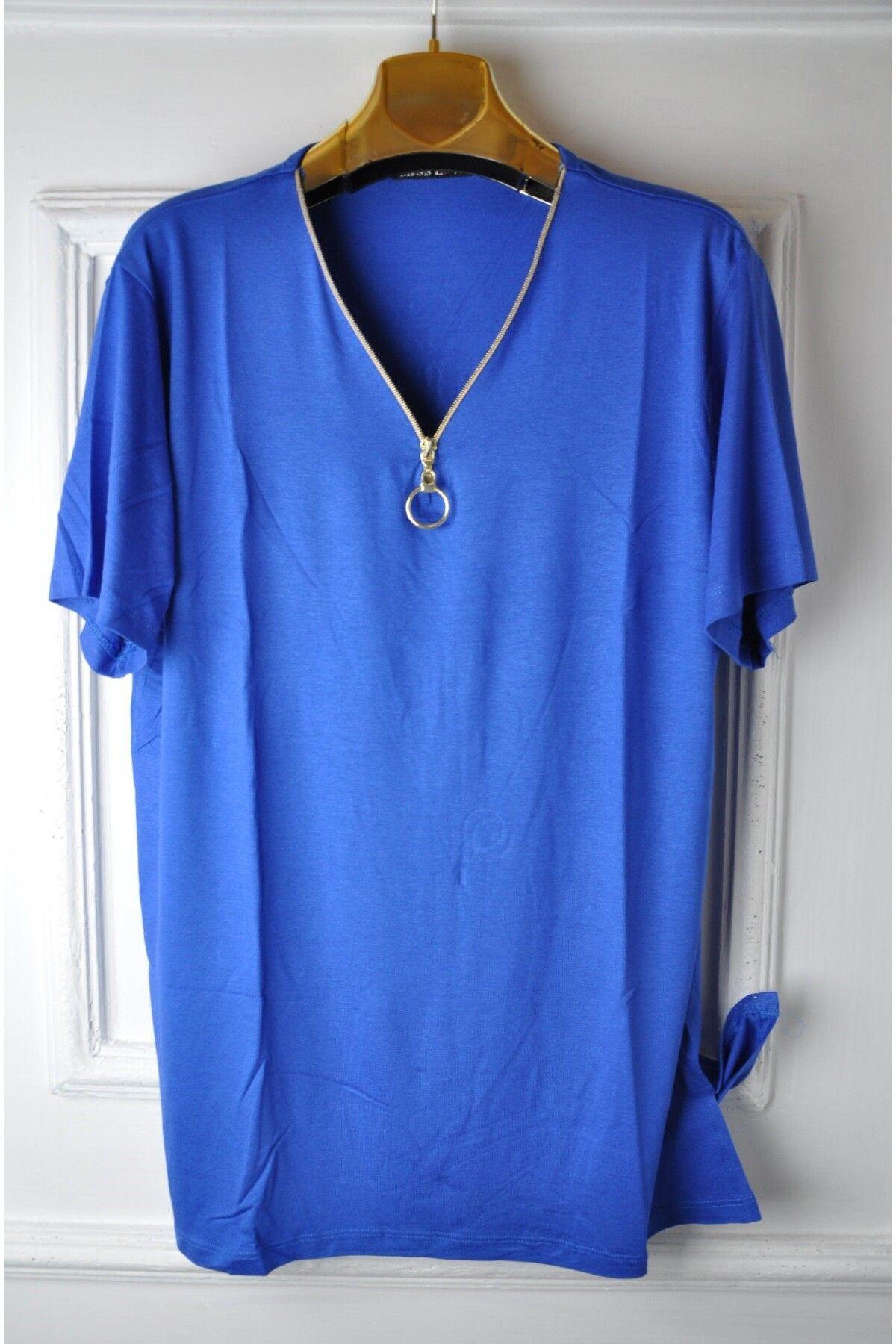 

Women s Big Size Blouse Zippered Combed Cotton Blouse