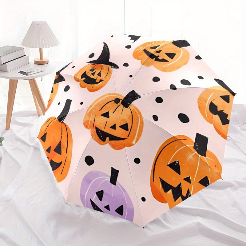 1pc Pumpkin Halloween Automatic Open/Close Umbrella with One Touch Button,, Windproof Design Lightweight Portable Umbrella for Women & Men6147