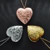 2Pcs/lot Big Heart Photo Frame Locket Box Copper Gold Color Steel Color Tone Necklace For Man Woman Vintage Jewelry Necklace