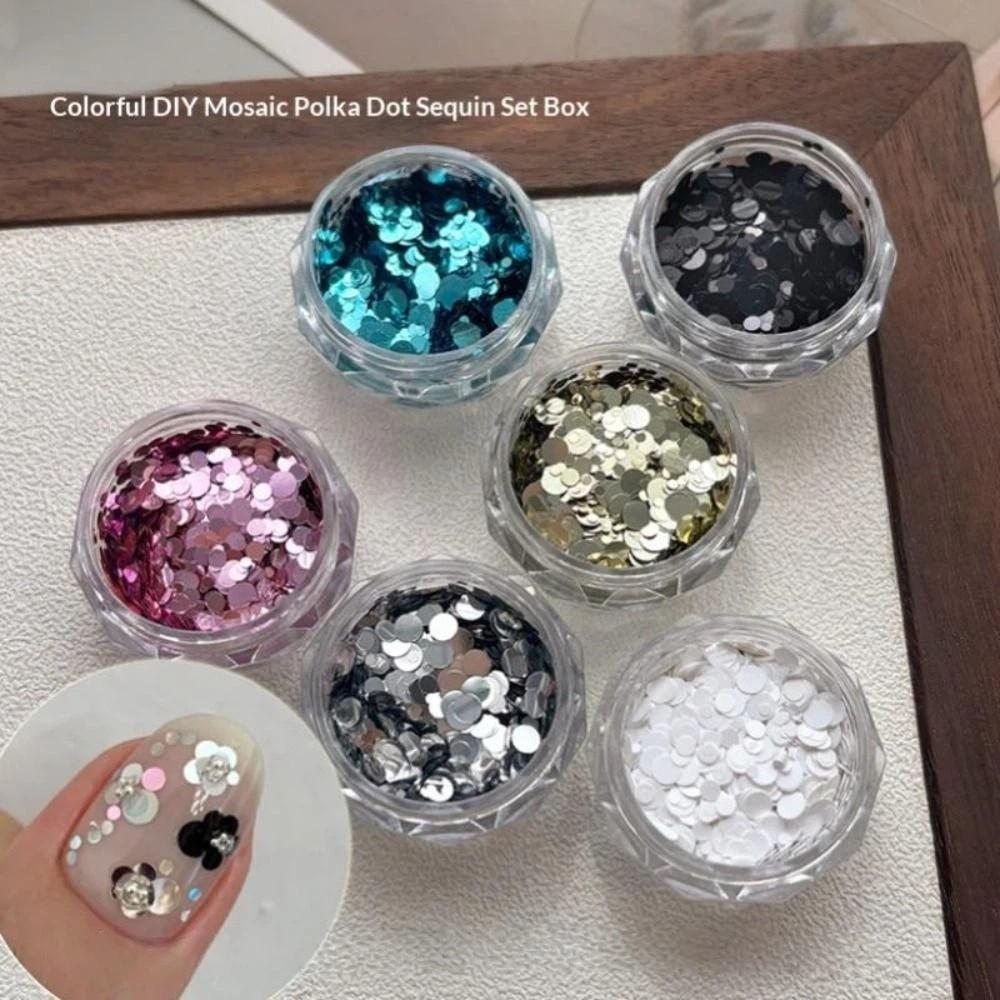 Decorazioni Mini Rotonde a Pois Glitterate per Unghie Fai da Te Patchwork Rotondo con Paillettes Decorazioni per Unghie Uso Professionale