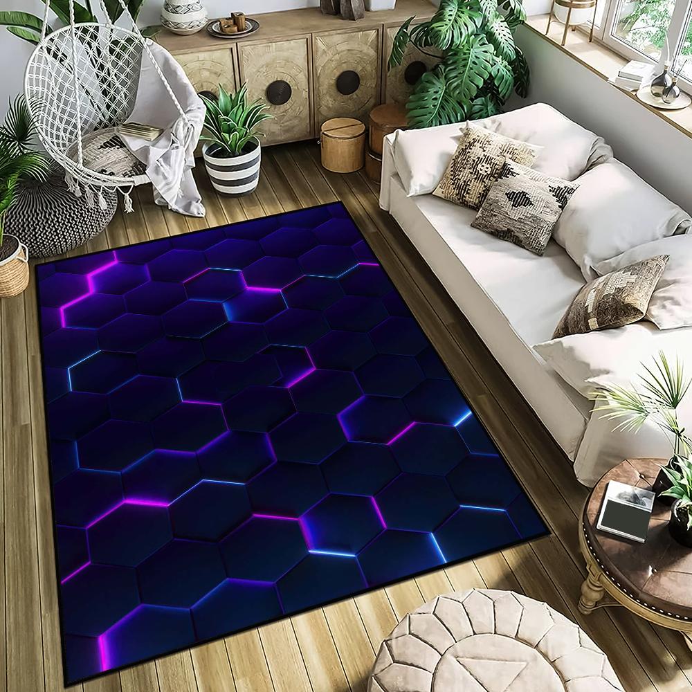 Anime Hexagonal Honeycomb Door Mat Entrance Non-slip Washable Kitchen Carpet Living Room Hallway Rug Bathroom Decoration