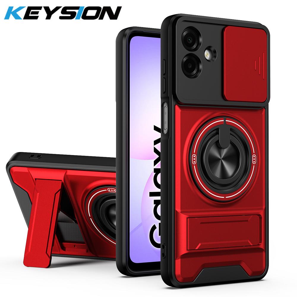 KEYSION Magnetic Phone Case for Samsung A07 A06 4G A05 Slide Camera Protection Upright Kickstand 360 Ring Shockproof Back Cover