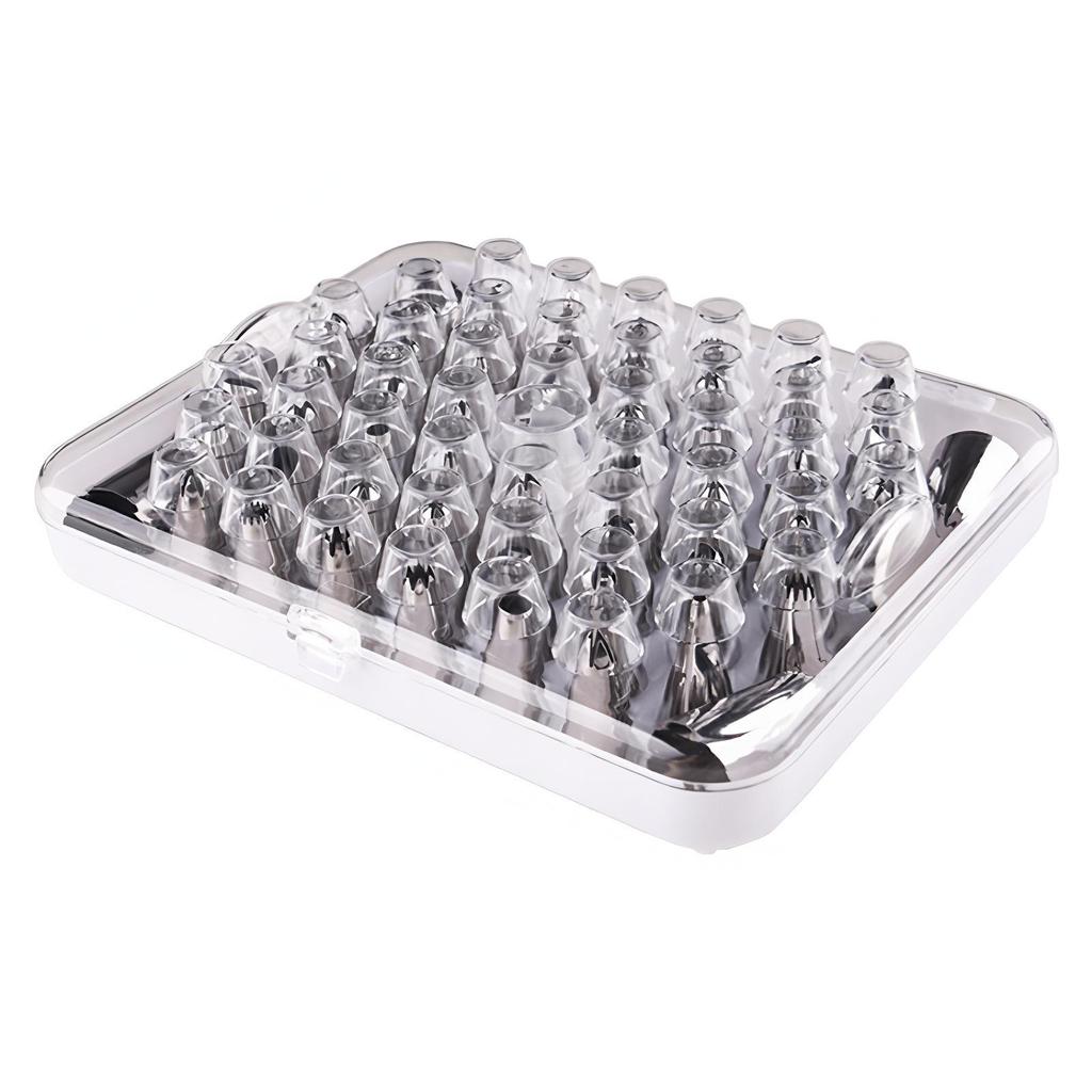 55-Piece Stainless Steel Piping Tip Set for Cakes - Various Shapes
