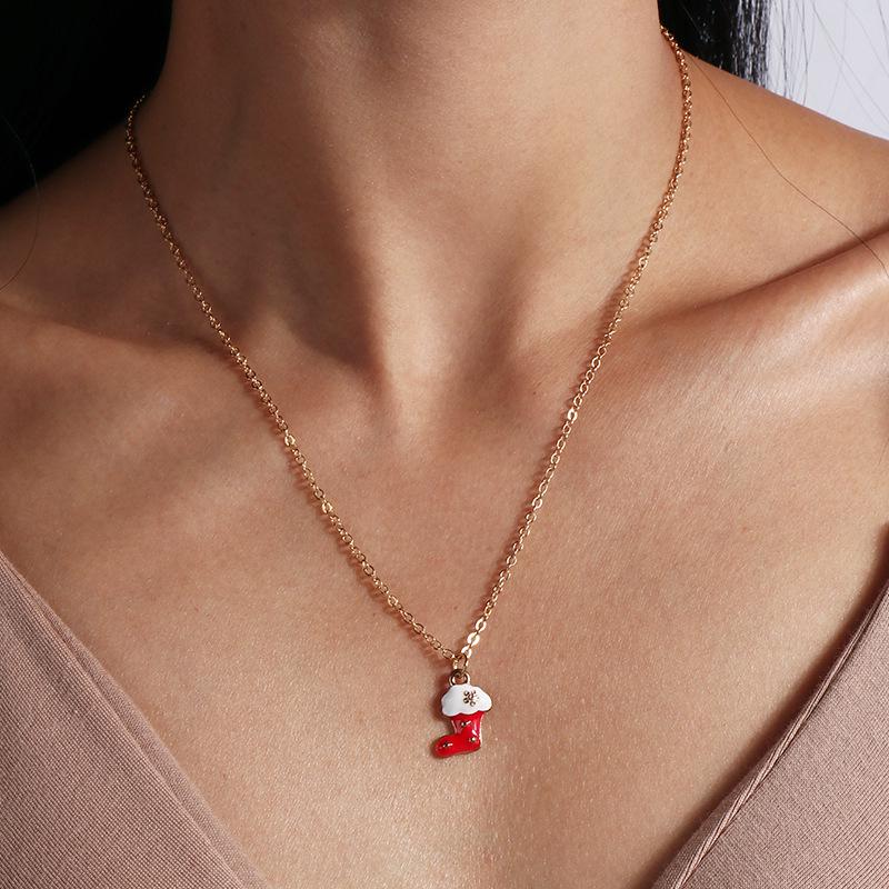 Christmas Jewelry Set: Santa Claus, Tree, Stocking Necklace for Sweater