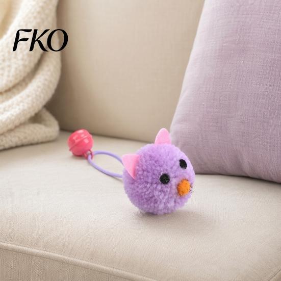 Cat Toy Plush Mouse Ball, Soft Fluffy Ball with Bell, Kitten Colorful Teething for Indoor Cats Boredom Relief Interactive Play