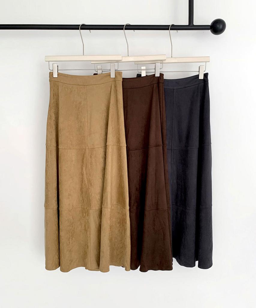 Baseukala Suede Flare Long Skirt (3Colors)