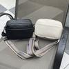 Genuine Leather Small Square Women's Bag 2024 New Lychee Pattern Casual Versatile Simple Striped Shoulder Strap Multi-Pocket Sweet Shoulder