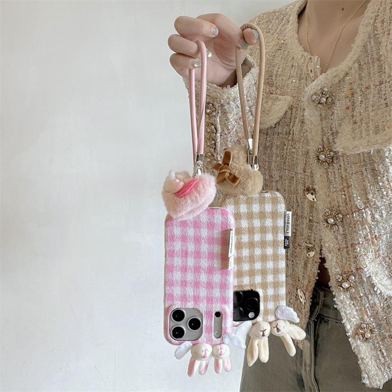 Velvet 3D Bunny Ear Case for iPhone 17/16 Pro Max/15/14: Autumn & Winter Edition.