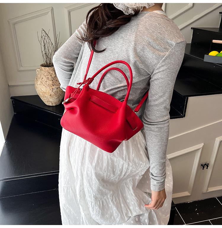 Lychee Pattern Large Capacity Luxury Handbag - Women's Fashion Commuter Bag