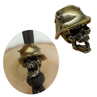 Brass Lanyard Bead Helmet Skull Soldier Shape Parachute Cord Beads Vintage Charm Bead for DIY Paracord Pendants Buckles