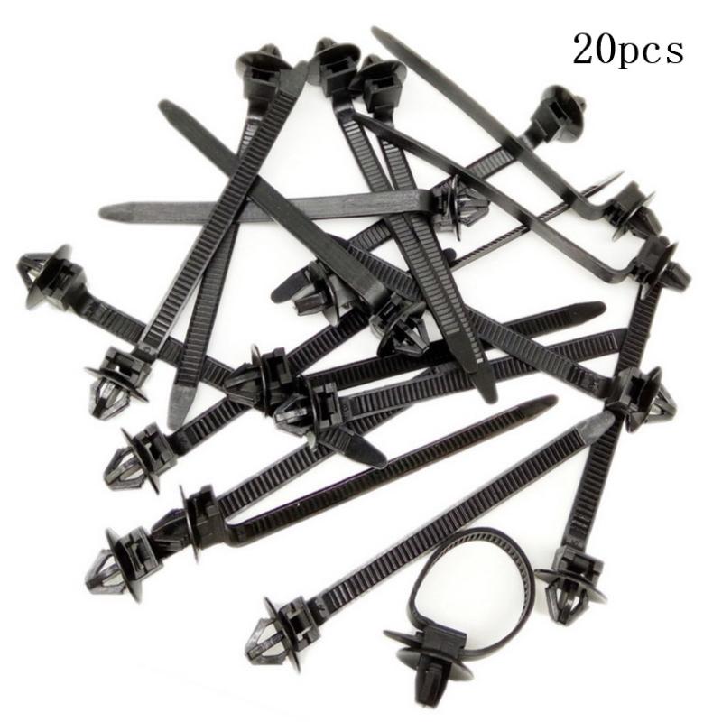 10/20PCS Car Nylon Black Cable Ties Push Mount Wire Harness Fastener Cable Clamp Clips Ties Management Car Wire Organizers