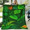 1pc Tropical Jungle Leaf Print Flannel Blanket - Soft Lightweight - Bedspread with Monstera, Ferns & Palm Leaf Design In Green/Yellow, Style Bed Sofa 