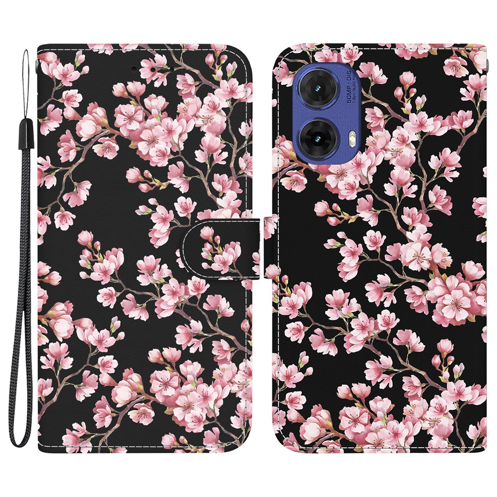 

For Motorola Moto G85 5G/S50 Neo 5G Case Pattern Print Leather Phone Cover with Card Holder Plum Blossom