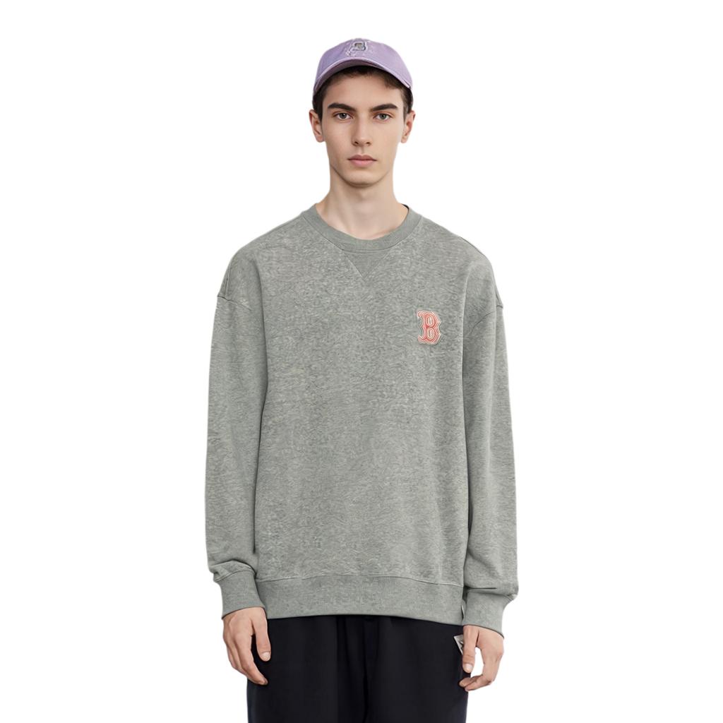 MLB Boston Red Sox Solid Color Embroidered Sweatshirt Unisex sweatshirt Gray 3AMTB1134-43MGS