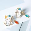 Friend Gift Gift For Women Men School Bag Badge Pin Cat Fishing Brooch Enamel Brooch Cat Brooch