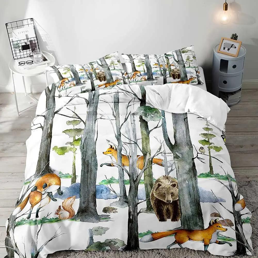 Farmhouse Duvet Cover SetBlack Bear Deer Elk Moose Forest Animal Wildlife Lodge Rustic Bedding Set KingSage Green Brown Plaid