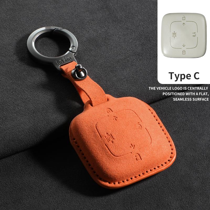 4 Buttons Suede Leather Car Key Case Cover For ZEEKR X 001 007 009 7X MIX Anti-Scratch Auto Keychain Protector Shell Accessories