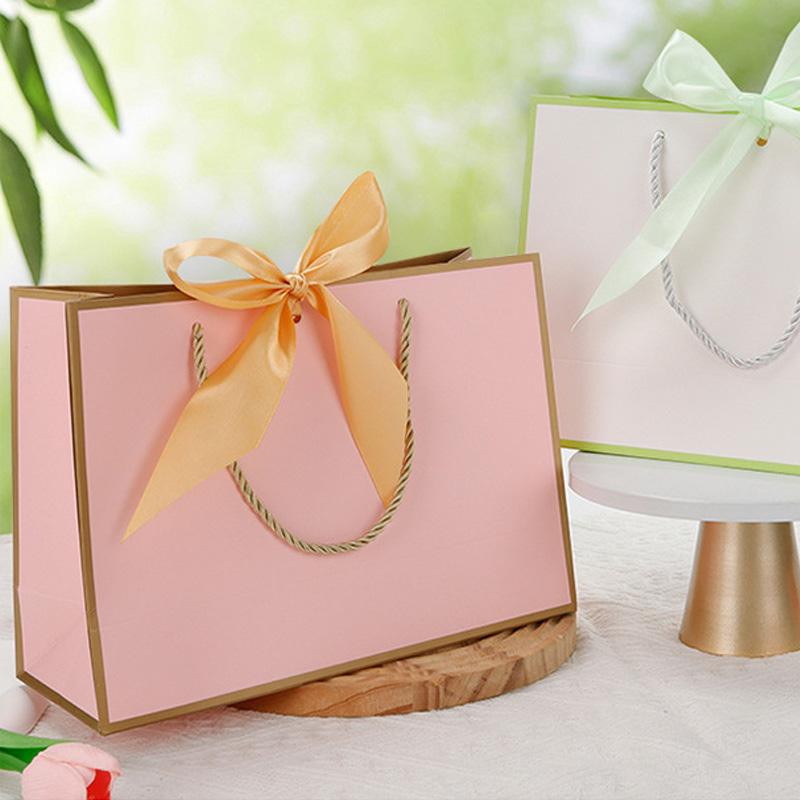 1 buc. Sac de cadou multicolor sac de hârtie pentru cadou pentru pijama haine hârtie kraft cărți fundă panglică portabil cu mâner