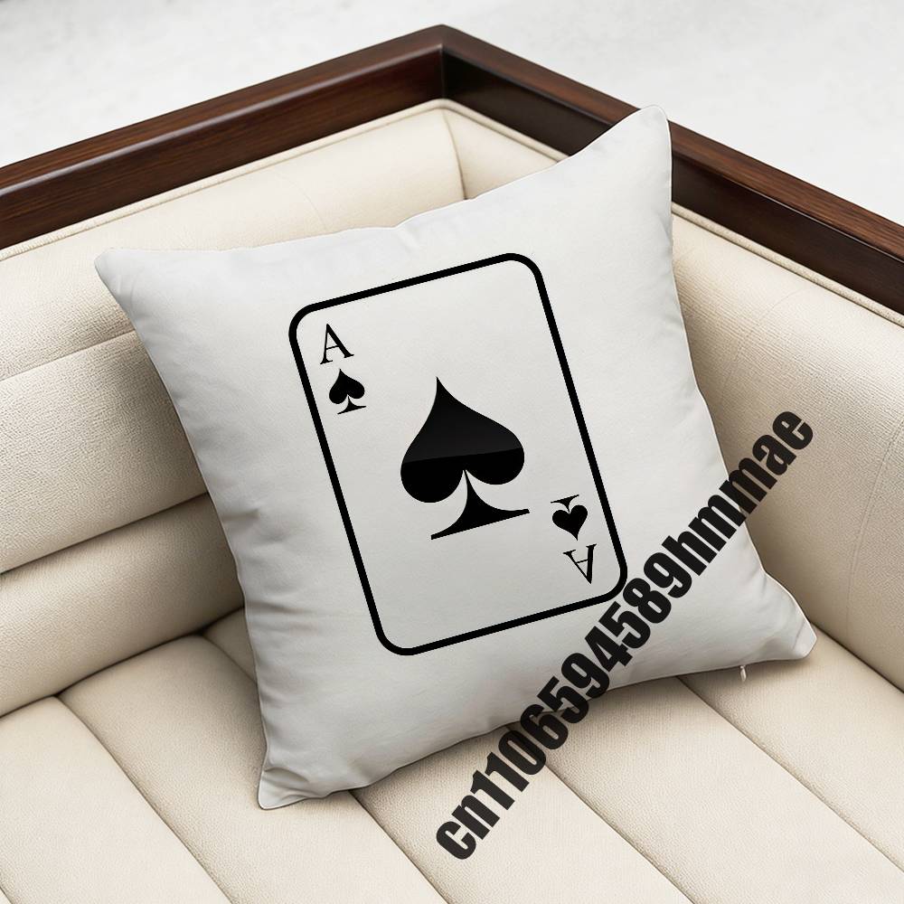 For Playing Cards Poker Red Heart Spades King Queen Throw Pillow Case Sham 45X45Cm 40Cm Square Car Pillowcase Pad Cushion Cover