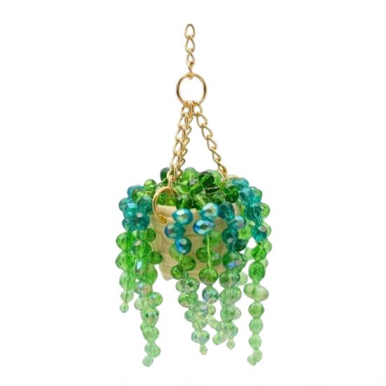 Beaded Plant Car Hanging Ornament Artificial Rearview Mirror Charm