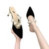 Baotou Half-drag Women's Outer Wear 2025 Summer New Korean Version New Pointed Pearl One-word Strap Foot Slippers