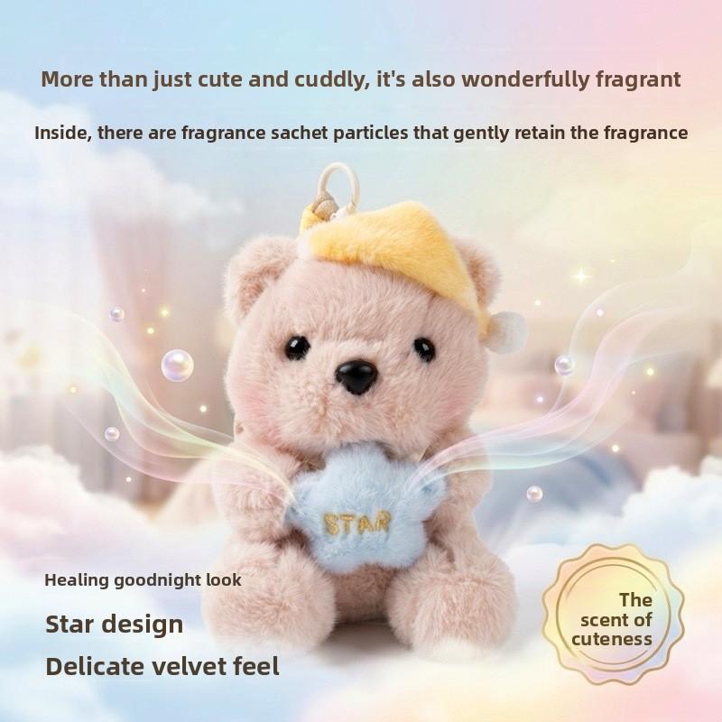 Bear Plush Keychain With Star And Moon Designs For Kids And Adults