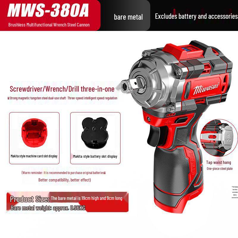 

Meiwo Brushless Impact Wrench: Multifunctional Electric Lithium Screwdriver & Stand for Construction, Woodworking, and Auto Repair.