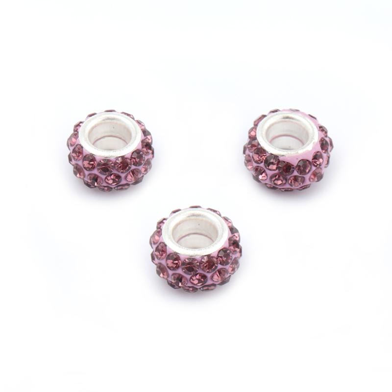 20Pcs/Lot 11.5×7mm Soft Clay Large Hole Beads With Diamond Inlaid Colored Beads For Jewelry Production Diy Charm Bracelet Neck