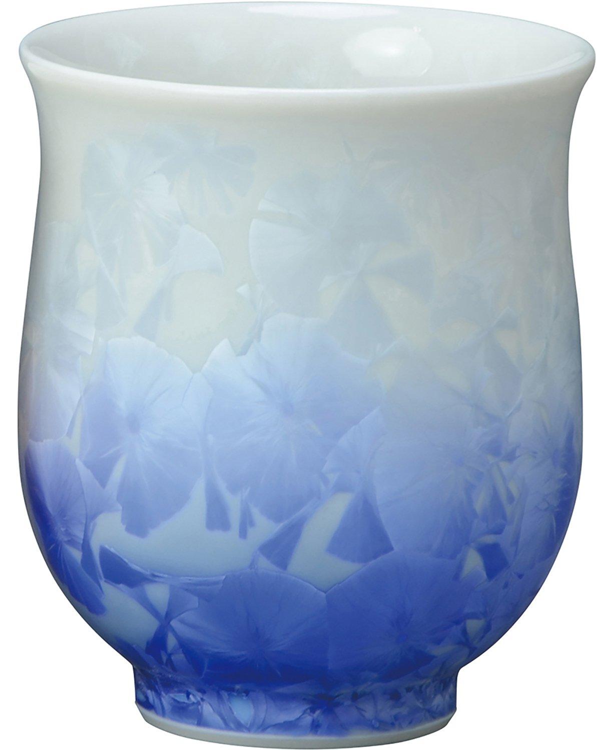 

Kyoto ware, Kiyomizu ware, Touan kiln, large teacup, flower crystal (white with blue), KTA162-01