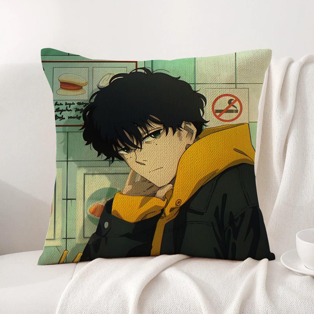Anime S-Sakamoto Days Cushion Cover Summer Coolness Linen Fabric Double-Sided Printing Pillow Case Sofa Home Decor Gift