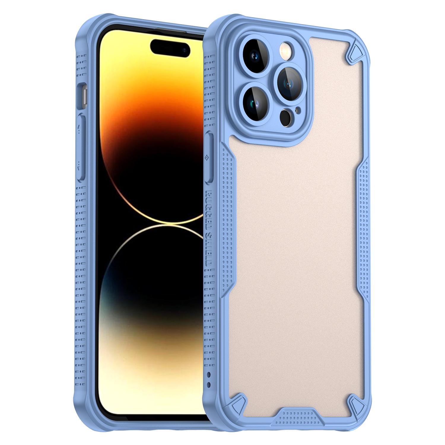 

Для чохла iPhone 14 Pro Max PC+TPU Напівпрозорий Матовий Захисний Чохол для Телефону Blue