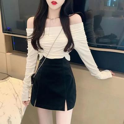 New Spring and Summer Sweet High Waist Slit Hip Short Skirt Short Skirt A-line Skirt Skirt Women