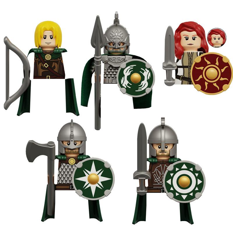 Medieval Soldier Knight Figure MOC Building Block Green Dragon Castle Infantry Orcs Pirate Roman Cavalry Weapons Toys Gifts D122