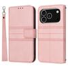 For iPhone 17 Pro Case Wallet Skin-Touch Leather Imprinted Phone Cover with Wrist Strap