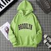Brooklyn Print Fleece Hoodie: Autumn/Winter Loose Fit for Women & Couples