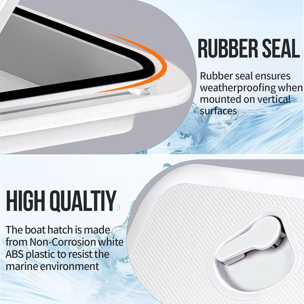 Marine Deck Access Hatch 10.63"×14.76" White/Black Rectangle Boat Hatch & Lid,Boat Deck Hatch Lids