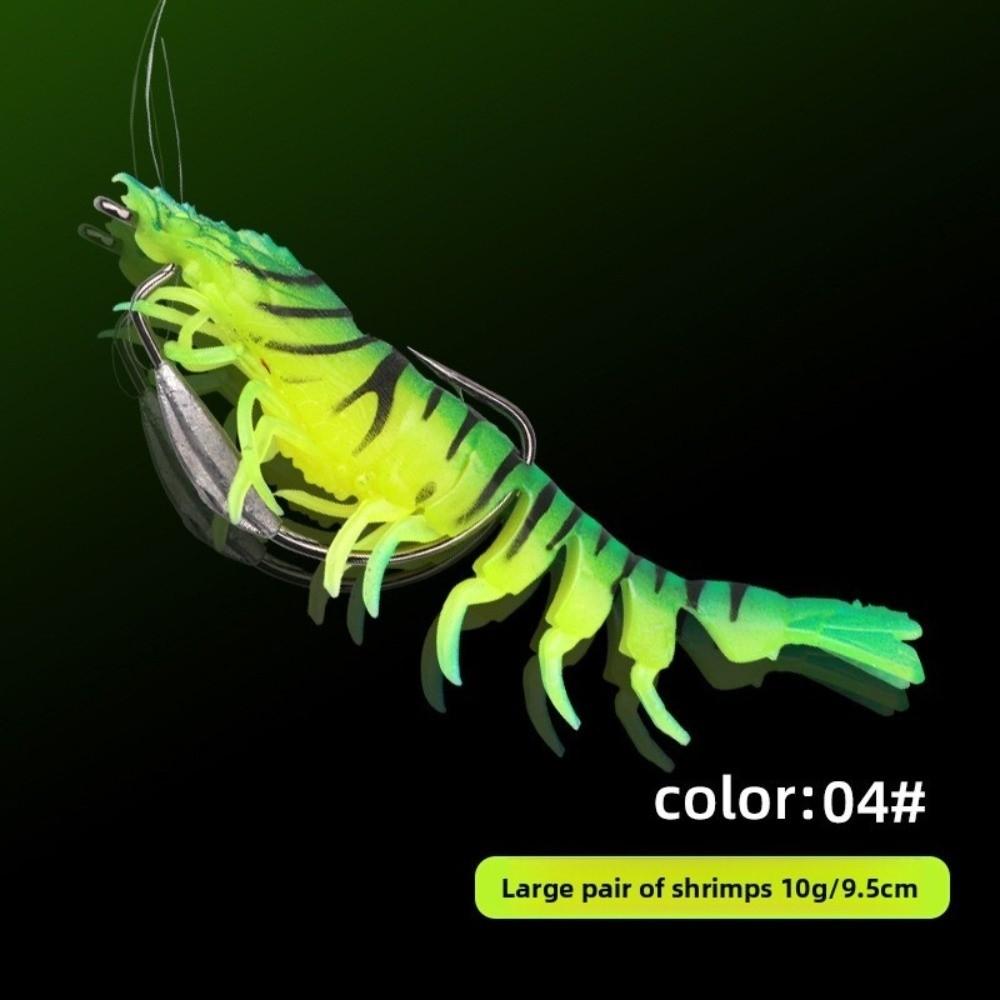 9.5cm Length TPE Shrimp Fishing Lures 10g Weight Artificial Shrimp Design Prawn Artificial Bait Pre-rigged Hooks