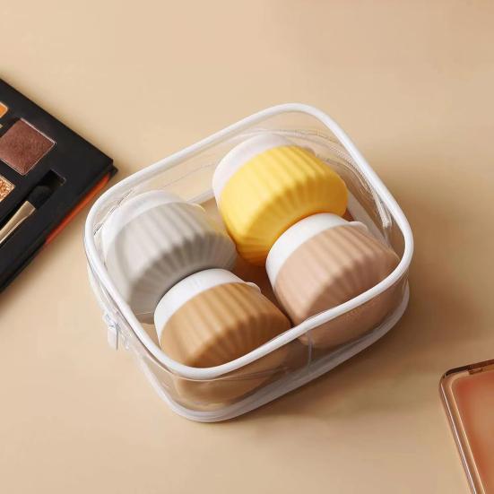 4Pcs 40ML Silicone Travel Bottle with Clear PVC Bag Leak Proof Reusable Facial Cream Lotion Sunscreen Storage Jar Portable Refillable Empty Toiletries