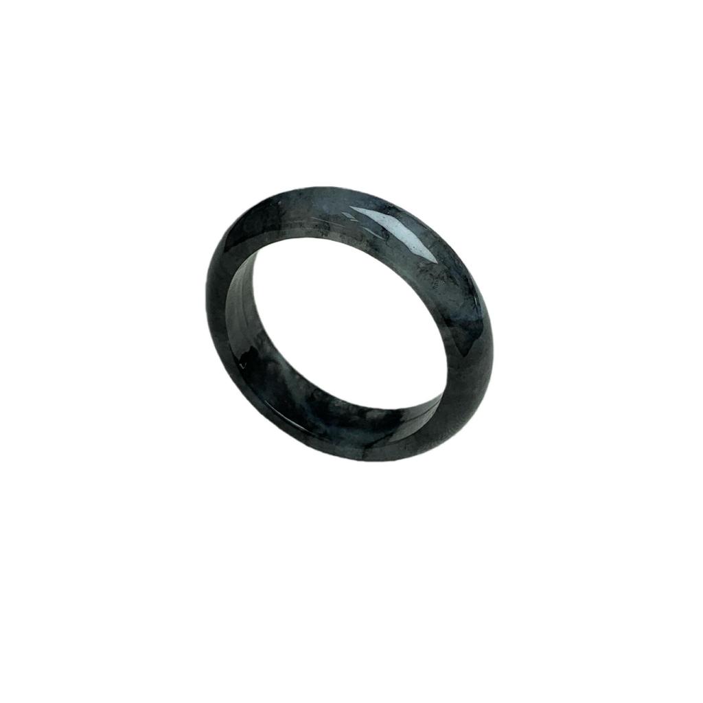 Natural A-Grade Burmese Blue Water Jade Ring with Scattered Flowers Design