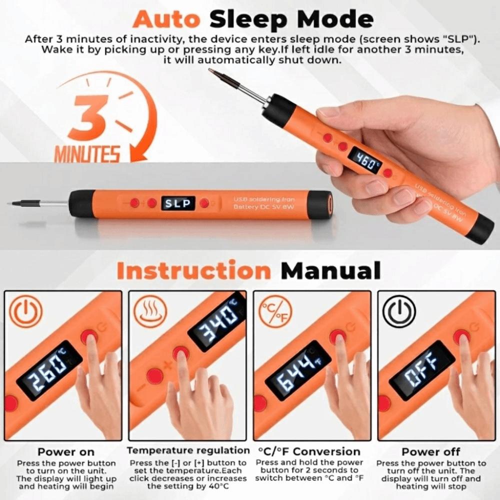 25W Power USB Soldering Iron Lithium Battery Solder Set Adjustable Soldering Iron  Outdoor Repair