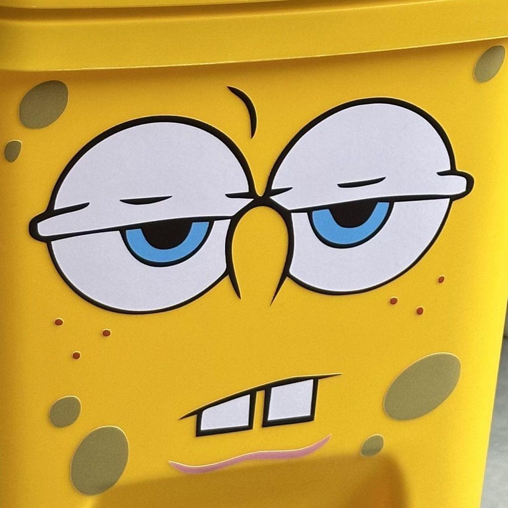 SpongeBob Cartoon Foot-Operated Trash Can with Lid for Living Room, Bedroom, Bathroom