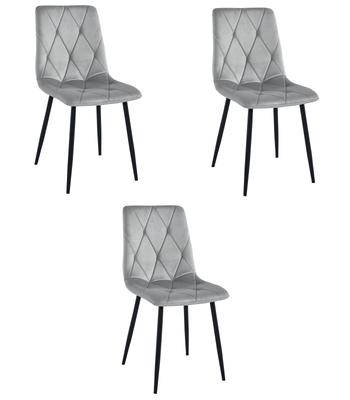 LIBRA Chair - Silver-gray Velvet / Black Legs X 3