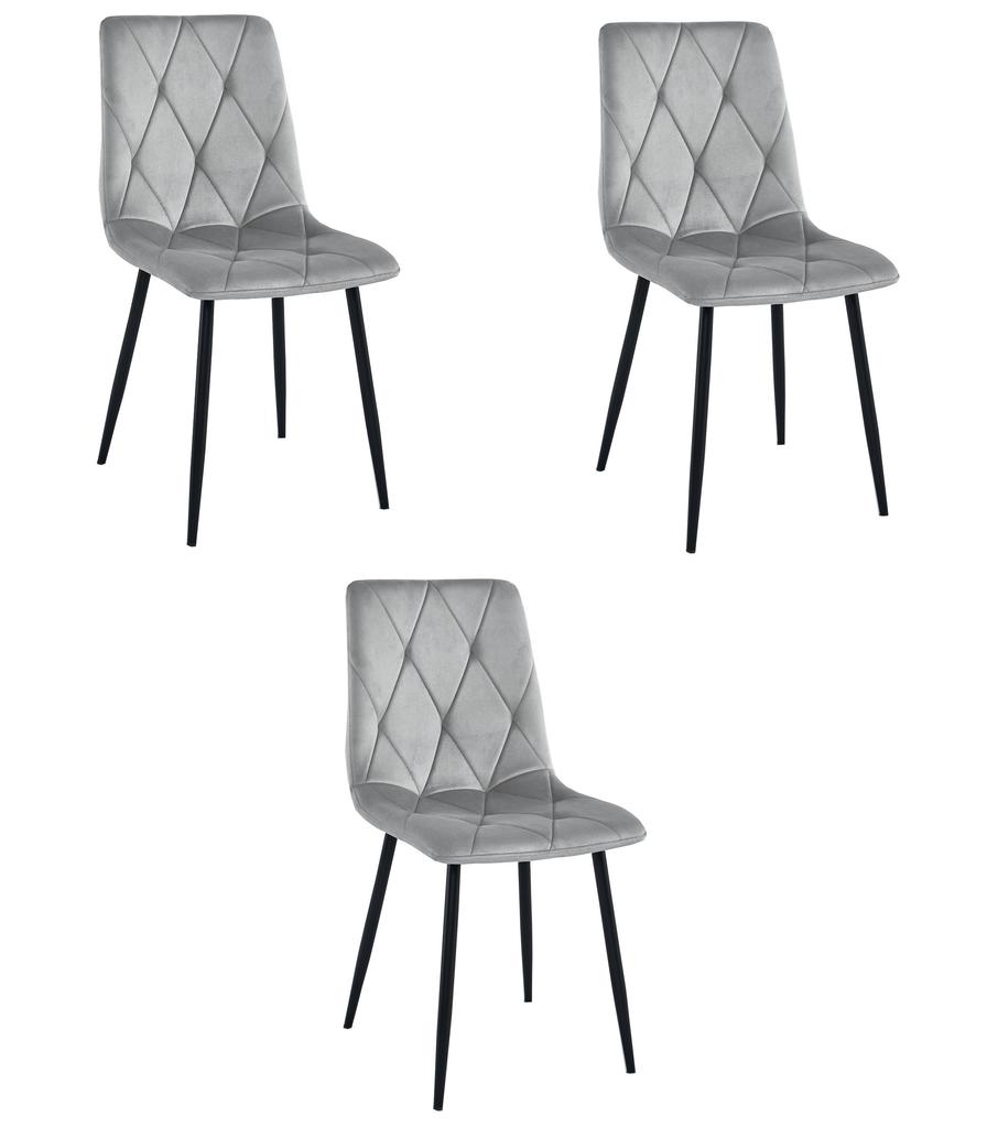 LIBRA Chair - Silver-gray Velvet / Black Legs X 3
