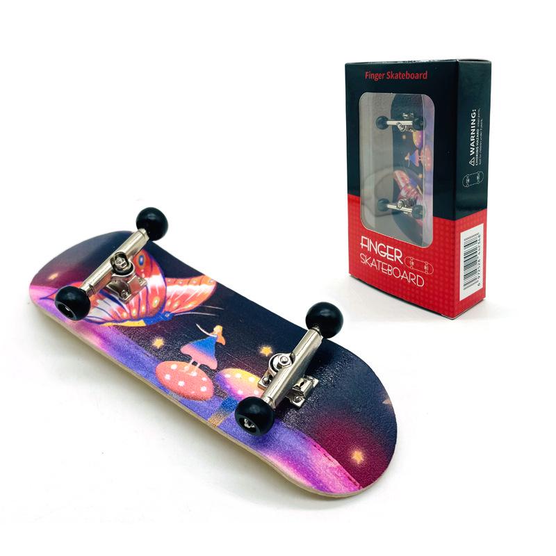Maple Finger Skateboard with Bearings and Wheels - Mini Double Rocker Board for Kids' Creative Play