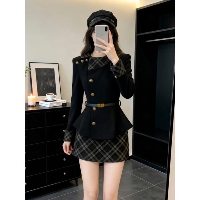 French Heiress Winter Skirt & Woolen Coat Set S