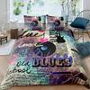 Musical Bedding Set Queen Size Music Theme Bedding Duvet Cover Set for Boys Decor Disc Comforter Cover Set Record Quilt Cover