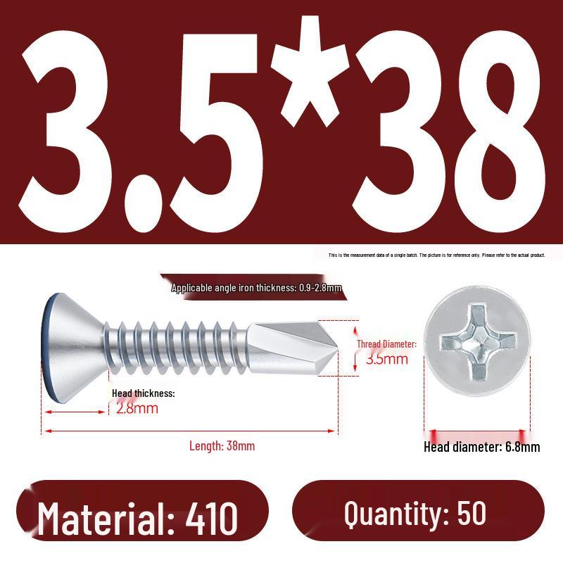 Phillips Flat Head Blue Zinc Plated Stainless Steel Self-Drilling & Self-Tapping Screws M3.9-M5.5