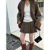 Johnature Korean Casual Suit Two-piece Women Sets Autumn Patchwork Blazer Pleated Skirt Fashion Women Sets