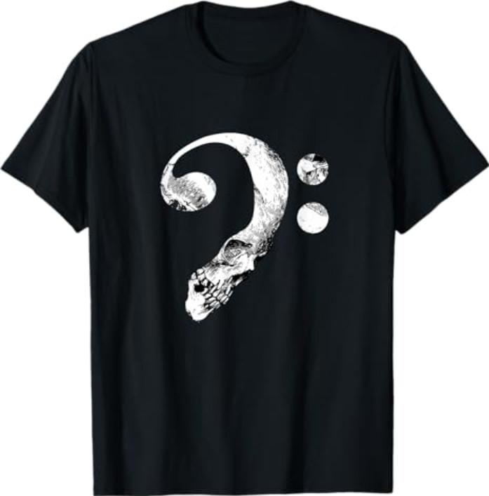Skull Bass Clef Bass Player Musician Music Lover Guitar T-Shirt Unisex Tee Gift S разноцветный