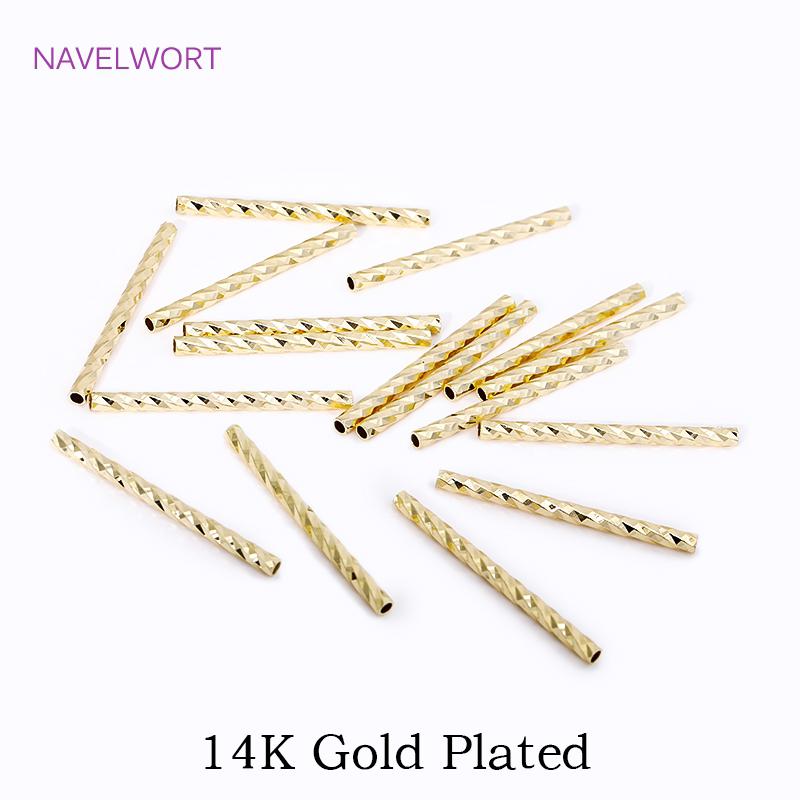 10/15/20mm Pruhované trubičkové korálky 18K pozlacená mosaz Rovné dlouhé trubičkové korálky pro DIY výrobu náramků a šperků